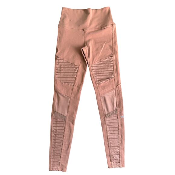 Alo Yoga High-Waist Moto Leggings in Henna Peach, Size SMALL - Picture 1 of 10